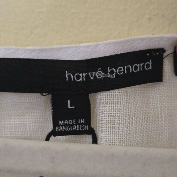 Harvé Benard NWT Pure Linen Buttoned Side Lagonlook White Top Size L - Picture 6 of 7